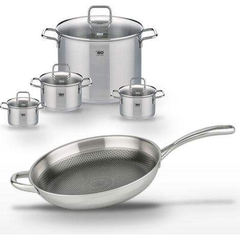 Lot de 4 Faitouts Elo Relief Evolution et 1 Poêle 32cm (1/5)