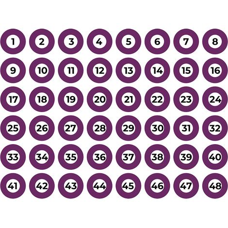 Selbstklebendes A4-Nummeriertes Blatt 1-48 Violett Edm.