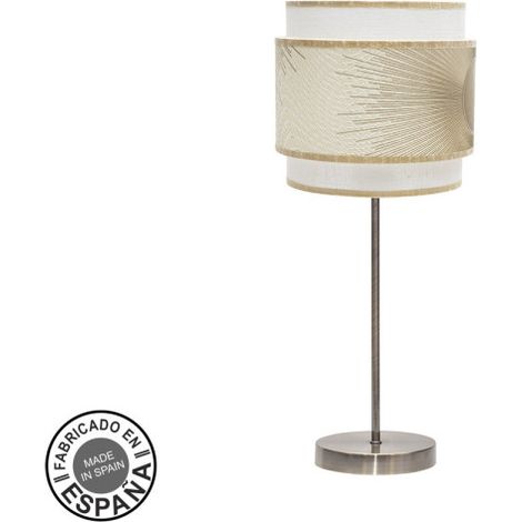 Lampada Da Tavolo Nepal 1xe27 Pelle/bianco/oro 45x18x18 Cm