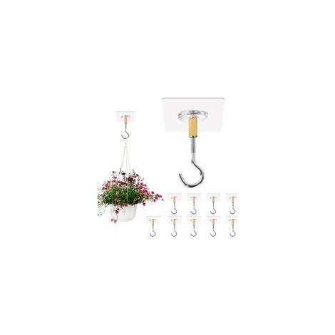 10 ganchos autoadhesivos para techo, no requieren perforación, ganchos transparentes para colgar plantas, ganchos autoadhesivos para techo para cocina, baño y hogar - Crezuo (1/4)