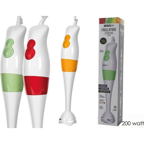 Frullatore ad immersione macinatore sminuzzatore lame in acciaio 200W anti schizzo 2 livelli di velocità (1/5)