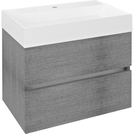 Meuble sous-vasque ODETTA 67x50x43,5cm, chêne argenté (1/5)