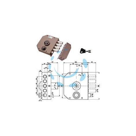 SERRATURA LATERALE DA APPLICARE CON SCROCCO A POMPA 30610 - mm.60 DX cilindro ø mm.30 (30610VD60E)