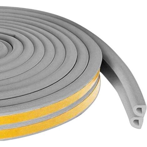 QORVA-Bande d'étanchéité autocollante en mousse type D pour portes et fenêtres, 10 m, gris