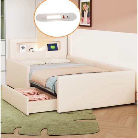 Kinderbett 90x200 cm Mit Stauraum Und Integrierter LED-Beleuchtung (1/5)