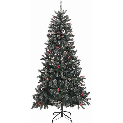 vidaXL Árbol de Navidad artificial con soporte PVC verde 210 cm (1/2)
