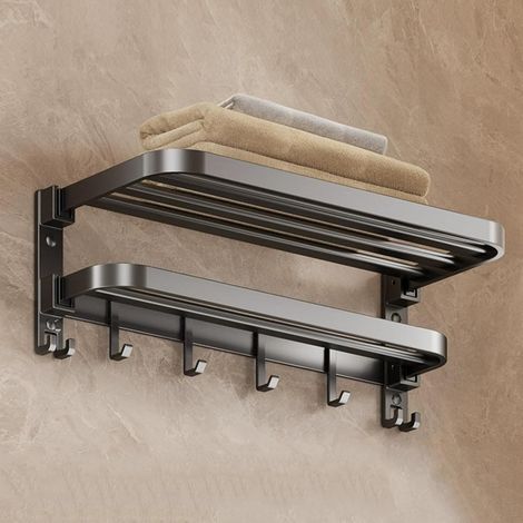 Toallero de baño, soporte para toallas colgante, toallero plegable (40x21x17,5cm/16x8x7in) (1/5)