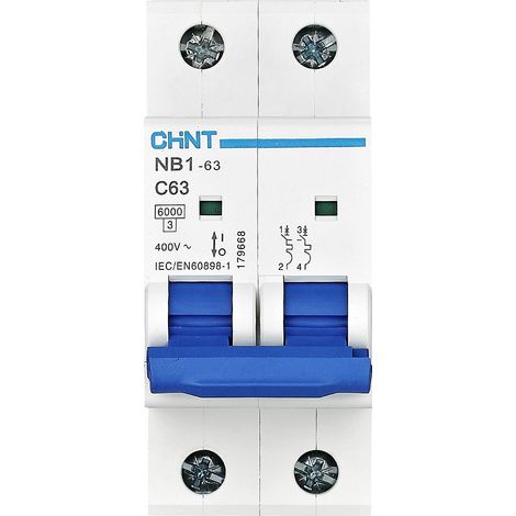 Chint 179663 NB1-63 2P C32 6kA DB Disjoncteur 2 pôles 32 A 240 V, 415 V S537102