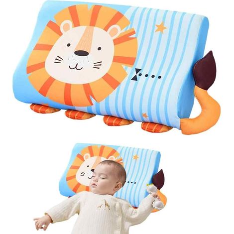Oreiller Enfant - Mousse À Mémoire De Forme Ergonomique - Soutien Cervical 15 Degrés - Motif Animalier Mignon - Housse Coton Lavable - 45x26 Cm (1/5)