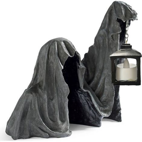 Statue Fantôme avec Lanterne pour Halloween - Sculpture Résine Réaliste, Décoration Jardin, Fête, Intérieur et Extérieur (1/5)