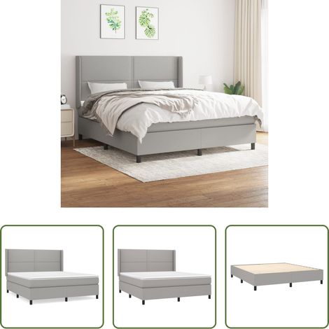 vidaXL Kopfteil - Boxspringbett mit Matratze Hellgrau 180x200 cm Stoff (1/5)