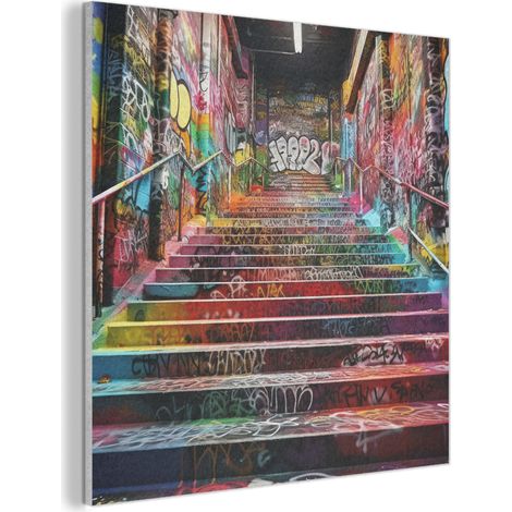 CUADRO ACÚSTICO Escaleras - Graffiti - Colores - Arte Cuadros Decoracion Salon Modernos 90x90 (1/5)