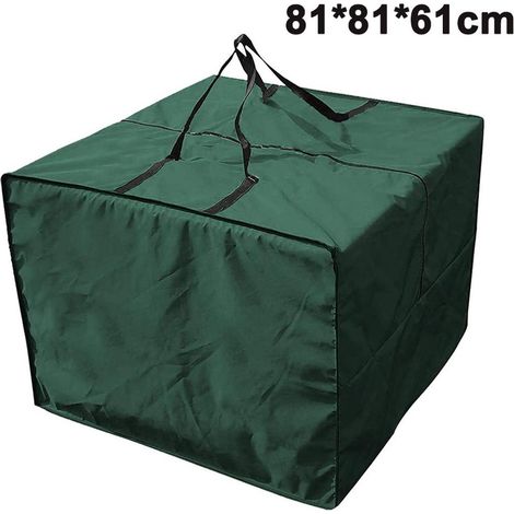 Sac de rangement pour coussins imperméable - Sac de rangement extérieur - Avec fermeture éclair et poignées - 1 pièce - Gris/Vert (1/5)