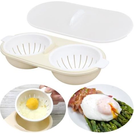Cuiseur vapeur pour micro-ondes - Double tasse - Haute capacité - Ustensiles de cuisine - 2 tasses (1/4)