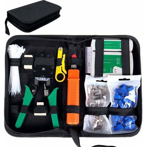 Professionelles 9-in-1-Netzwerkkabeltester-Set, Computerreparatur-Werkzeugset, Netzwerkkabeltester-Wartungsset, LAN-Kabeltester, Netzwerkwerkzeugset für Heimwerker