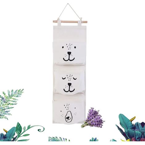 Borsa di Archiviazione Appesa, Organizzatore Appeso con 3 Tasche, Borsa Appesa per Bagno, Borsa Appesa per Bambini, Borsa Appesa per Bambini, Borsa Appesa in Tessuto, Borsa Appesa Pieghevole (1/4)
