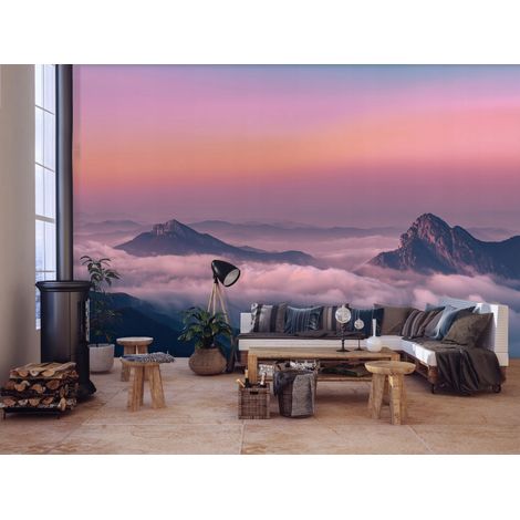 Fototapete Berge Himmel Landschaft 3D-Optik, für Wohnzimmer und Schlafzimmer, 150 x 105 cm – Komplettset inkl. Kleister & Anleitung (1/5)