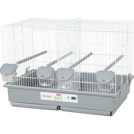 Cage d'élevage oiseaux - Zolux - Primo Cati - Pour canari mandarin - 57 x p34.5 x 41 cm - Blanc et gris (1/2)