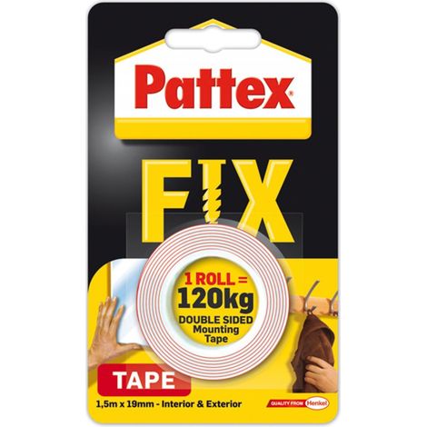 Nastro autoadesivo Pattex Fix 120 kg, rosso, double face, 19 mm x 1,5 m/nastro bilaterale PATTEX FIX, 1,5 m x 19 mm, 120 kg