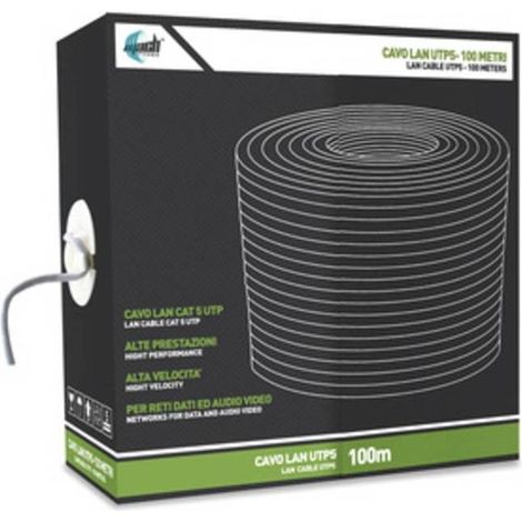 CAVO LAN UTP CAT. 5 CCA 0,50 MM 100 M GRIGIO