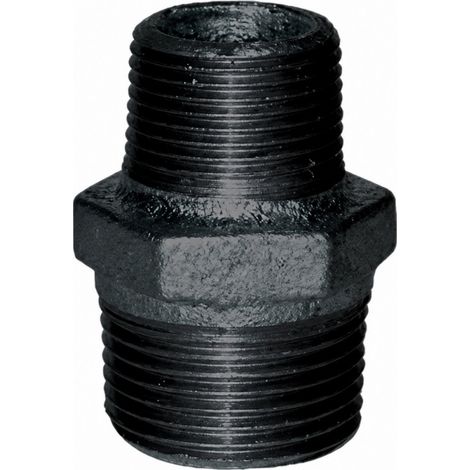 Reduzierter Nippel 66x76 / 50x60, doppeltes Außengewinde schwarz