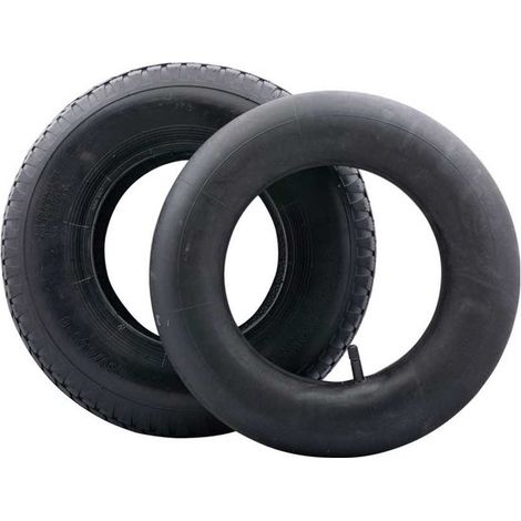 Pneu pour roue de brouette (pneu extérieur + chambre à air) - 4.80/4.00x8 - profil diamant (1/4)