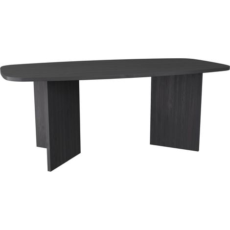 Selsey Piano – Esstisch rechteckig mit abgerundeten Ecken, 190 cm, Holzoptik Esche Schwarzgrau