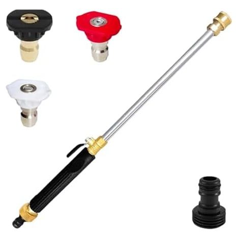 Tuyau d'arrosage pour Nettoyeur Haute Pression,Pistolet réglable,Rallonge avec Adaptateur Rapide et 3 Buses - Nettoyer Terrasse, Sol Extérieur, Jardin Voiture Noir (1/5)