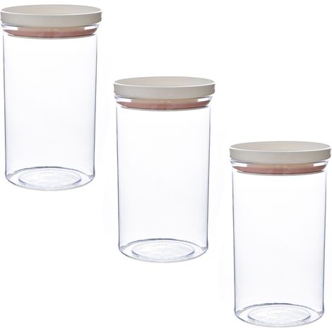 Bocal En Verre Pour Conservation Aliments - Empilable - Transparent - Pour Pâtes Riz Farine Café Céréales - Lot De 5