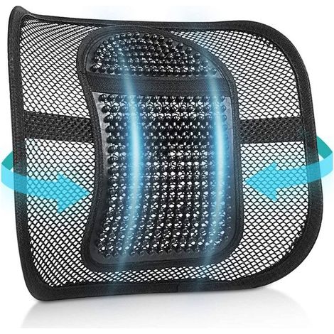 Maille de soutien lombaire, coussin lombaire avec massage. Coussin de dossier pour la maison, les voyages, noir (1/5)