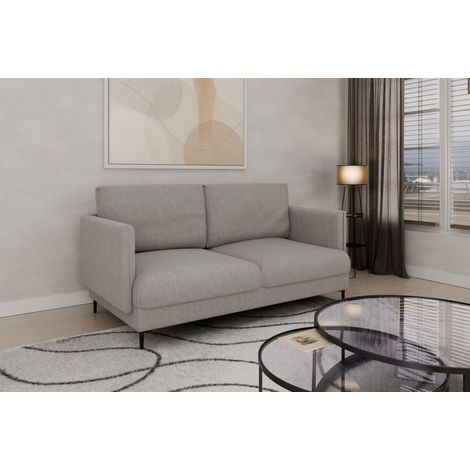 Sofa Designersofa HELMER 2-Sitzer Stoff Vibe Grau