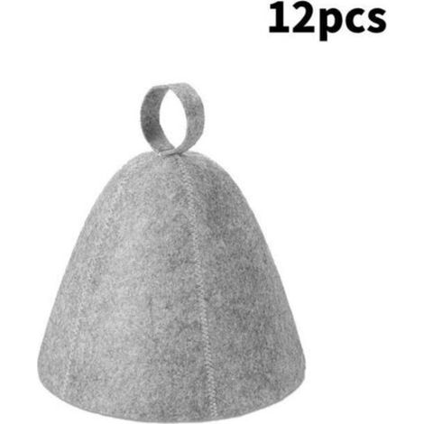 Set di 12 cuffie da sauna in feltro di alta qualità, altamente assorbenti, accessorio per sauna, pratiche per bagni di vapore (grigio)