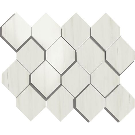 Mosaïque effet Marbre 3D Bianco Dolomite Hexa 35,3x28,2x0,95 cm Brillant Marvillo - Mur intérieur (vendu par carton de 0,6 m²) - RO'MA CARRELAGE (1/3)