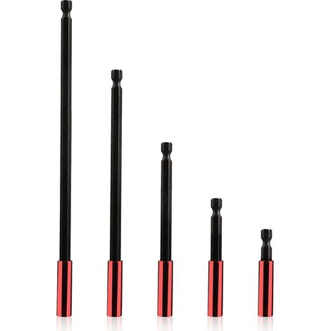 Rallonge Porte-Embouts Magnétique - 1/4 Pouces - Acier Cr-V - Pour Visseuses Et Perceuses - 5 Pièces 50 60 100 150 300 Mm (1/5)