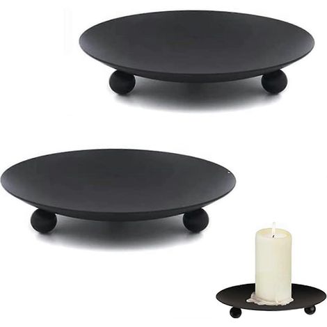 Lot de 2 bougeoirs, bougeoirs piliers rétro noirs de 11 cm en fer pour bougies, décoration pour la maison, les mariages, les fêtes et les lieux de prière. (1/5)