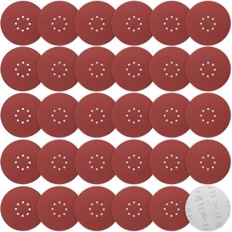 Disco abrasivo de 225 mm – Paquete de 30 discos P600 – 8 orificios para extracción de polvo – Para lijar madera dura y paneles de yeso (1/5)