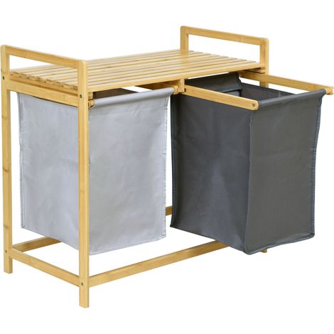 Cesta de ropa o juguetes de bambú HANOI, 2 compartimentos, BICOLOR