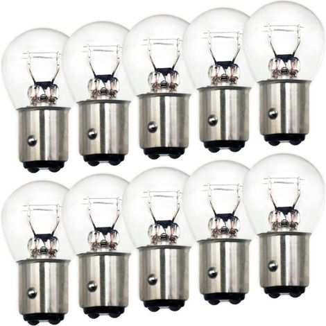 Ampoules 1157 (lot de 10), ampoules de feu arrière S25 12 V 21 W/5 W miniatures pour clignotant, feu stop, ampoules automobiles P21 W 2357 7528 2057 1016 (1/5)