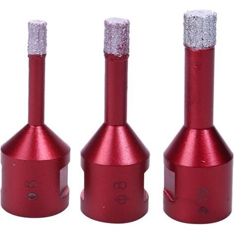 Brocas de diamante soldadas al vacío de 6 mm, 8 mm y 10 mm con rosca M14 para perforación en seco de baldosas de porcelana, granito y mármol. (1/5)