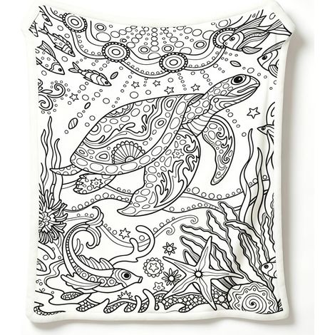 CCYKXADIY Coloring Blanket, Decorative Coloring Blanket with Pattern for Adults, Ocean World (75x100cm) (1/5)