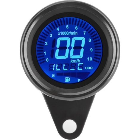 Compteur multifonction moto 12V universel noir : tachymètre, odomètre, jauge essence, indicateur de vitesse (1/5)