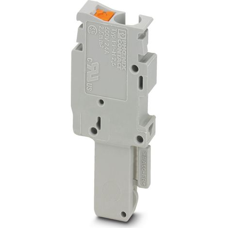 Bloc de jonction rail DIN Phoenix Contact PP-H 2.5/1-L, 0.14  4mm², Enfichable, Gris ( Prix pour Paquet de 10 )