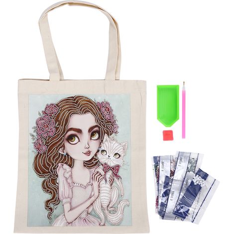 DIY Diamond Painting Shopping Bag Rhinestones Painting Tote Bag with Handles Tool SetBB010 (1/5)