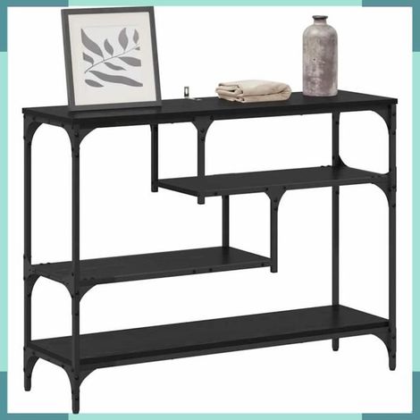 Table console - 883542 - Chêne noir - 100 x 30 x 75 cm - 3 étagères (1/5)