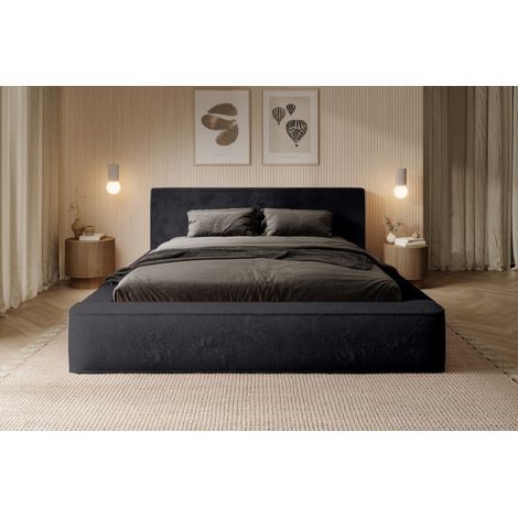 Lit coffre ORLANE – Polar-Schiefer Schwarz – 180x200 cm – Lattenrost mit Hubsystem – Hochwertiges Design