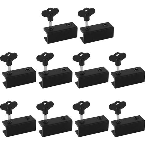 Lot de 10 verrous de sécurité pour fenêtres coulissantes à 2 trous, avec protection anti-rayures et clé. (1/5)