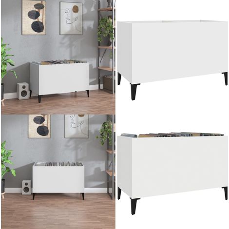 Mobile Porta Dischi Bianco 74,5x38x48 cm in Legno Multistrato - Mobile per dischi vinili - Mobile in legno multistrato