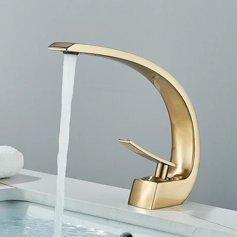 WASCHTISCHARMATUR Luxus Messing, Heiß Kalt Wasser, Gold
