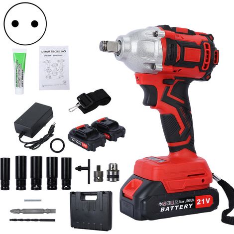 FIANAO – Clé à chocs sans fil 520 Nm – moteur brushless, 2 batteries 1500 mAh, douilles 17-22 mm – 21 V (1/5)