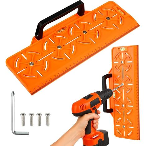 Gabarit de Perçage Boîte Cloisons Sèches Niveau Règle Outil Installation Électrique Orange (1/5)